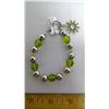 Image 3 : 2 GREEN BRACELETS AND ONE PAIR OF STIRRUP EARRINGS W/ GREEN JEWELS