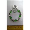 Image 4 : 2 GREEN BRACELETS AND ONE PAIR OF STIRRUP EARRINGS W/ GREEN JEWELS