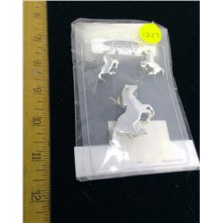 SILVER HORSE EARINGS AND MATCHING PIN