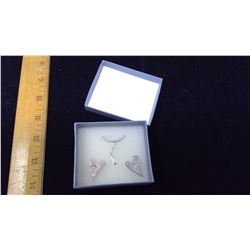 HEART EARRINGS, W/ MATCHING (NON HEART) NECKLACE