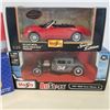 Image 2 : 4 DIE CAST MODELS NEWRAY F-150, MAISTO 1929 FORD MODEL A AND 2 CONVERTIBLES ROAD TRACK AND MAISTO