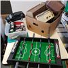 Image 1 : 2 BOXES OF DIE CAST CARS, MINI FOOSEBALL TABLE, AND VINTAGE COLLECTIBLES