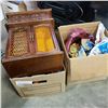 Image 1 : BOX OF CDS, JEWELLERY BOX, AND BOX OF CRYSTAL AND ESTATE GOODS