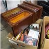 Image 3 : BOX OF CDS, JEWELLERY BOX, AND BOX OF CRYSTAL AND ESTATE GOODS