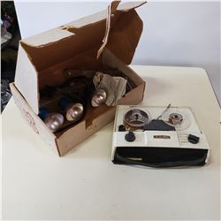 VINTAGE REEL TO REEL RECORDER AND CAMERA LIGHT BAR