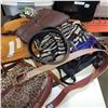 Image 2 : LEATHER PURSES, BELTS FOSSIBLE, ROOTS, ETC, AND WICKER TRAYS