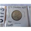 Image 2 : 3 CANADIAN WAR TIME LOW MINTAGE SILVER 25 CENT 1937, 38, 39 .800 SILVER