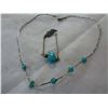 Image 2 : TWO 925 NECKLACES ONE WITH AQUAMARINE STONES AND PAINTED EARRINGS