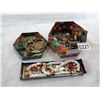 Image 1 : HEXAGON DRESSER BOX AND TRAY OF JEWELRY, NECKLACES, CROSS