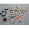 Image 2 : BLUE JEWELLERY BOX W/ CONTENTS