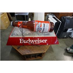 LARGE BUDWEISER KING OF BEERS LIGHT UP ADVERTISEMENT BEER BOTTLE - APPROX 44 X 21 X 16 INCHES TALL