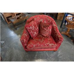 RED UPHOLSTERED BUCKET CHAIR