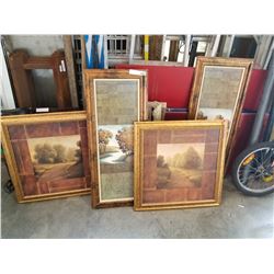 4 FRAMED PRINTS - 2 PAIRS