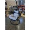 Image 8 : BRAND NEW OUTDOOR MODERN FOLDABLE HANGING CHAIR W/ GREY CUSHIONS - RETAIL $949 AND RATED FOR 300LBS
