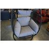 Image 3 : BRAND NEW OUTDOOR MODERN FOLDABLE HANGING CHAIR W/ GREY CUSHIONS - RETAIL $949 AND RATED FOR 300LBS