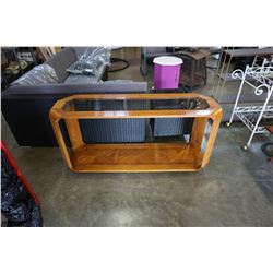 OAK GLASS TOP SOFA TABLE