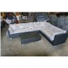 Image 1 : BRAND NEW RATTAN PATIO GIANT "L" SHAPE OUTDOOR RATTAN SECTIONAL 114"x89", ALUMINUM FRAME, LIGHT GREY