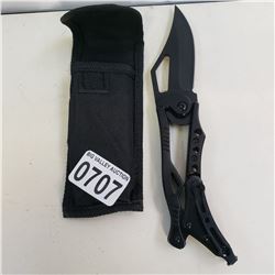 FOLDING MECHANICAL KNIFE IN POUCH