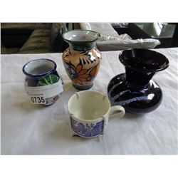 POTTERY AND CERAMIC VASES AND MUG