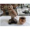Image 1 : DECOR DEN OWL FIGURE AND COPPER VASE