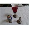 Image 1 : 2 STERLING BASE CANDLE HOLDERS AND CLOISONNE PENGUIN