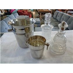 2 DECANTERS AND ICE BUCKET