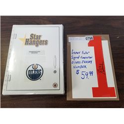 GRANT FUHR SIGNED OILERS NUMBER AND JERSEY HANGER