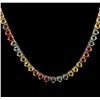 Image 1 : 33.56 ctw Multi Color Sapphire Necklace - 14KT White Gold