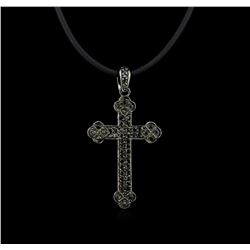 0.45 ctw Black Diamond Pendant and Rubber Cord - 18KT White Gold