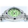 Image 4 : Rolex Ladies Stainless Steel Green Diamond & Sapphire Datejust Wristwatch