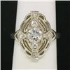 Image 4 : Art Deco 14k White Gold 0.85 ctw Diamond Large Open Work Cocktail Ring