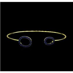 Sapphire and CZ Double Oval Bangle Bracelet - Gold Plated