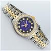 Image 3 : Rolex Ladies 2 Tone 14K Blue Vignette VS Diamond Datejust Wristwatch