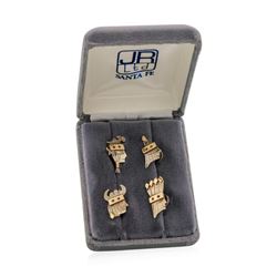 Sterling Silver and 14KT gold James Reid Indian Face Shirt Studs with Rubys