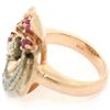 Image 9 : Retro Vintage 14kt Rose Gold and Platinum 0.65 ctw Diamond and Ruby Swirl Ring