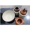 Image 3 : Pottery Bowl, Bean Crock (No Lid), Jug and Stoneware