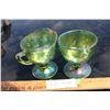Image 2 : 2 Pieces of Green Carnival Glass