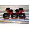 Image 1 : 3 Bowls and 4 Mugs Red & Black Dishes