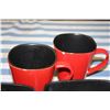 Image 2 : 3 Bowls and 4 Mugs Red & Black Dishes