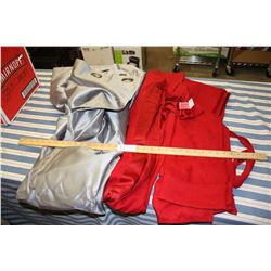 2 Red Curtain Panels & 1 Silver