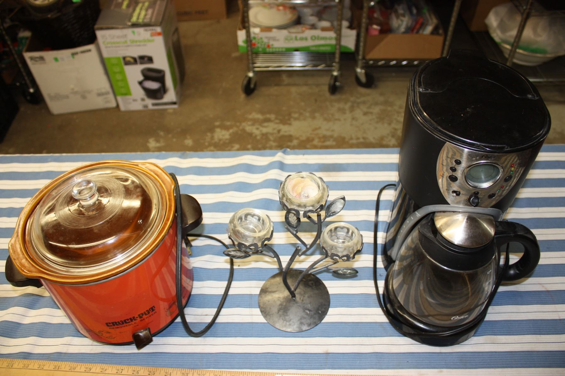 Oster Coffee Pot (Working), Crock Pot (Working) and Candle Holder