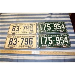 2 Sets of 1956 and 1957 License Plates