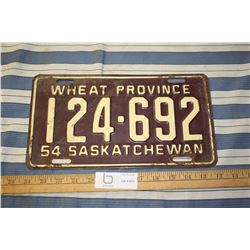 1954 License Plate