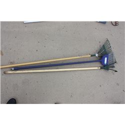 Broom, Leaf Rack and Garden Tiller