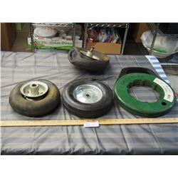3 Small Tires, and Steel Fishing Tape