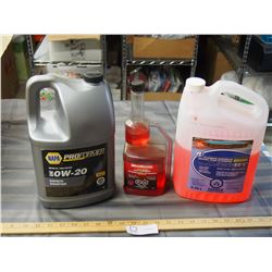 Plumbing Antifreeze, Fuel stabilizer and O W-20 Synthetic Oil (1/2 to 3/4 Full)