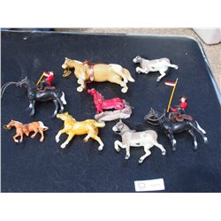 8 Horse Figures and 2 RCMP Figures