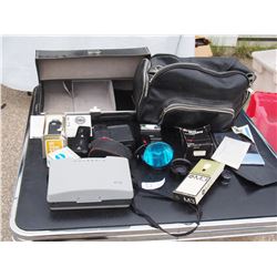 Vintage Polaroid Camera with Case and Accessories