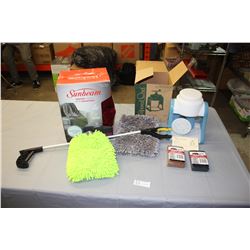 Ice Shaver, Heated Blanket(not working), and Cleaning Ware