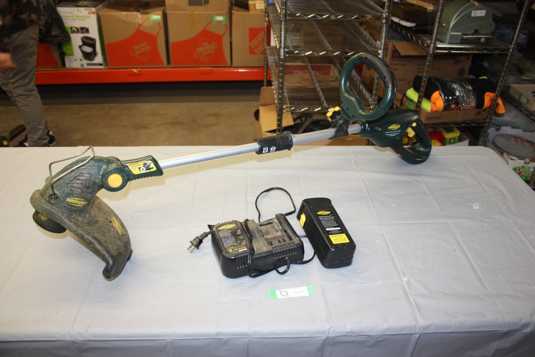 Yardworks Battery Powered Grass Trimmer with Battery and Charger